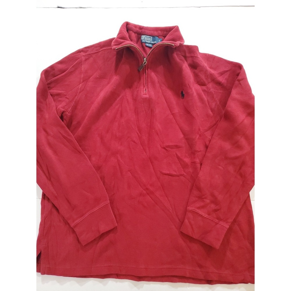 Polo Ralph Lauren Sweater Mens Large Pullover Quarter Zip Red Pony Casual